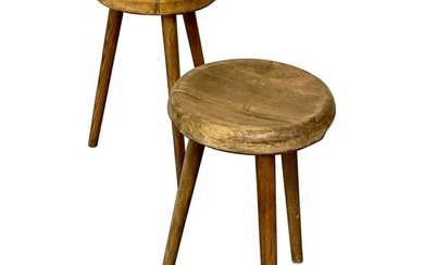 Mid-Century Modern Wooden French Provincial Stools, Charlotte Perriand Style