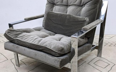 Milo Baughman Style Chrome Lounge Chair. Wide angled f