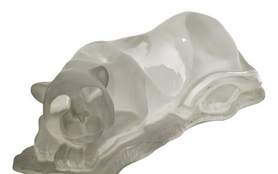 Modern Frosted Lucite Panther Lioness Sculpture SIGNED