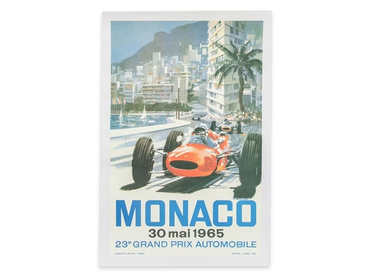 Monaco Grand Prix Linen-Backed Poster, 1965