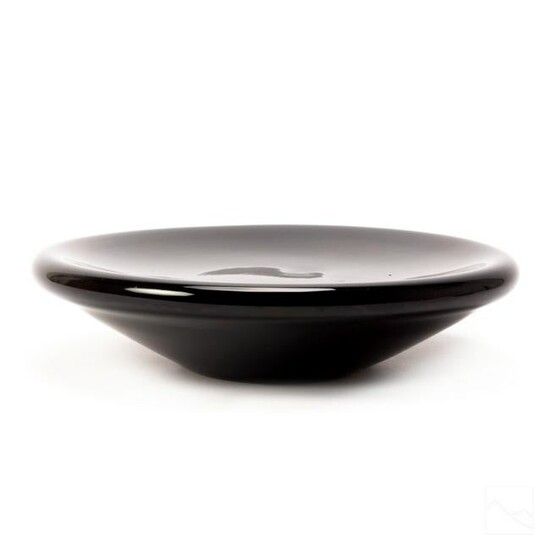 Murano Black Studio Art Glass Round Console Bowl