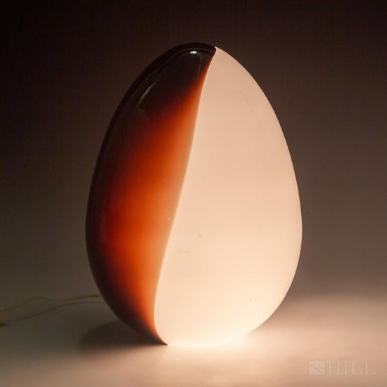 Murano Mid Century Modern Two Tone Glass Egg Lamp