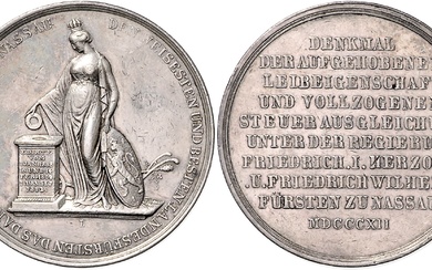 NASSAU, Friedrich August, 1803-1816, Silbermed. 1812 v.Lindenschmidt a.d. Aufhebung der Leibeigenschaft