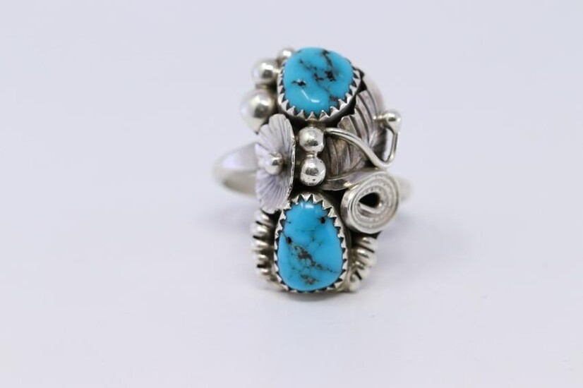 Native American Navajo Sterling Silver Turquoise Ring