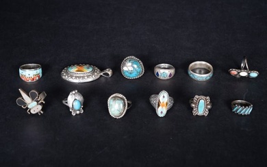 Native American Sterling Silver Navajo Jewelry Collection Group Lot