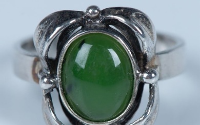 Native American Sterling Silver & Green Stone Ring