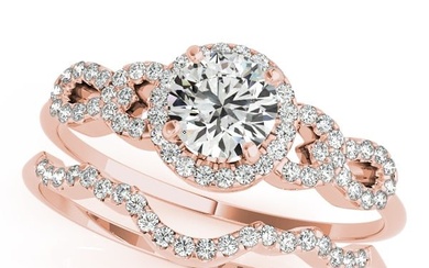 Natural 1.9 CTW Diamond Engagement Ring SET 14K Rose Gold