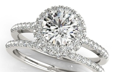 Natural 2.2 CTW Diamond Engagement Ring SET 14K White Gold