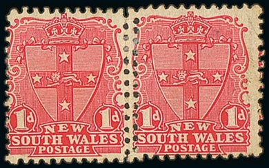 New South Wales 1899 (Oct.) Watermark Crown over "NSW" (II) 1d. salmon-red horizontal pair wit...