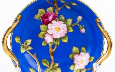 Noritake Fine Porcelain Gilt Handled Floral Dish