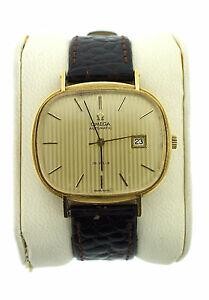 OMEGA 14K YELLOW GOLD SWISS C.1960 MILLER STRAP LEATHER
