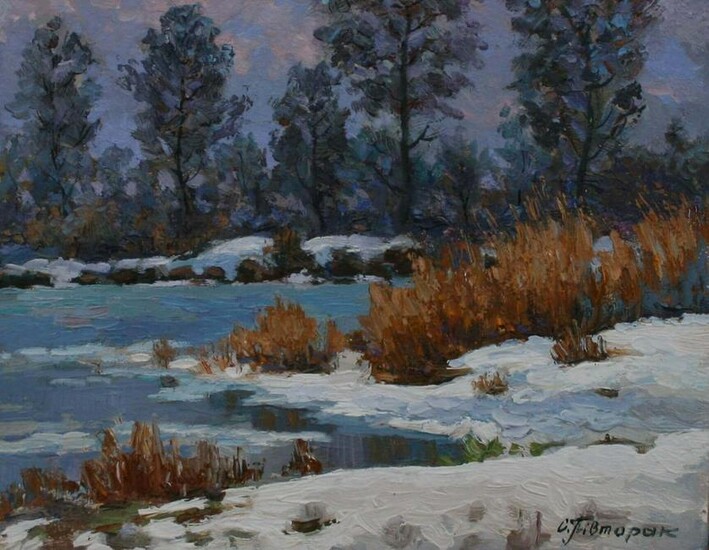 Oil painting Winter landscape S. Dirtorak