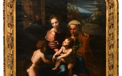 Old Master Oil Painting After Raphael, "The Holy Family"