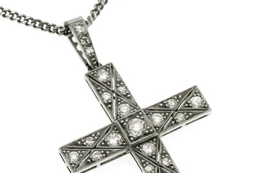 Old cut diamond cross pendant platinum 800/000 with...