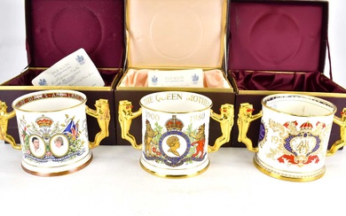 PARAGON; three boxed large loving cups comprising one to commemorate...
