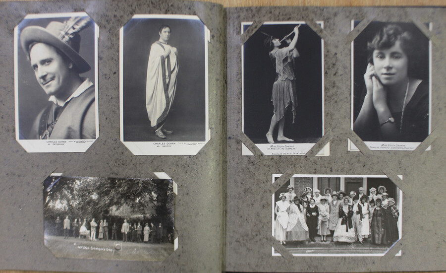 PHOTOGRAPHS. An album containing 46 portrait postcards, including 8 relating to Charles Doran and an