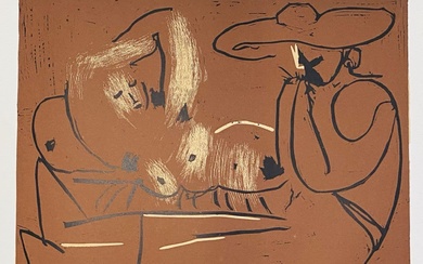 Pablo Picasso (after) - Femme couchée et homme au grand...