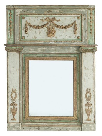 Painted and Parcel-Gilt Trumeau Mirror