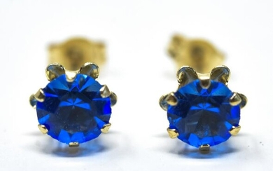 Pair 14kt Gold & .50 Carat Sapphire Earrings