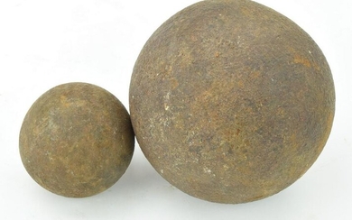 Pair Antique Civil War Canon Balls