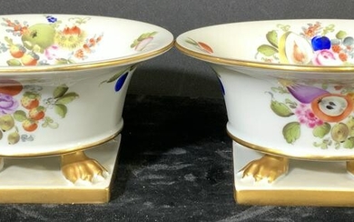 Pair Claw Foot HEREND HUNGARY Porcelain Bowls