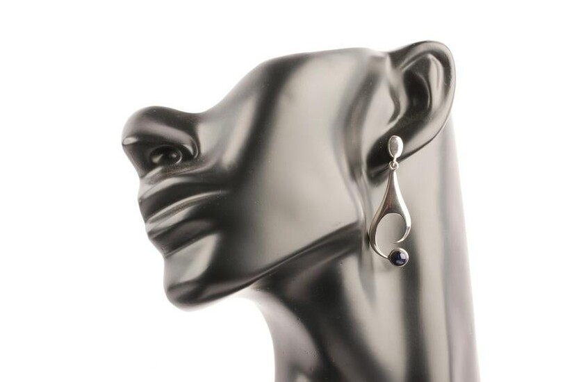 Pair Sterling Silver & Onyx Earrings