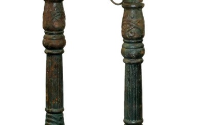 Pair cast iron horse head hitching posts