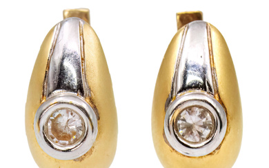 Pair of 14k Yellow and White Gold Earrings.