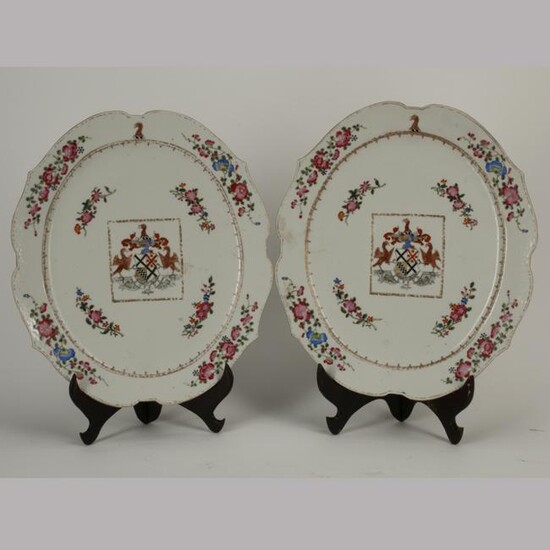 Pair of 18th Century Chinese Export Armorial Porcelain