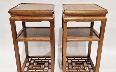 Pair of Chinese Longyanmu (tiger-skin wood) side tables, eac...