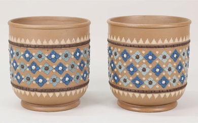 Pair of Doulton Lambeth Stoneware Cache Pots