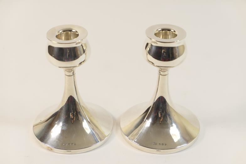 Pair of George VI silver dwarf candlesticks, maker WA,...