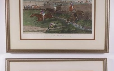 Pair of Henry Alken Jr. Colored Lithographs "The Brook" and "First Hurdle"