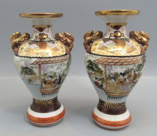 Pair of Old Japanese Satsuma Vases