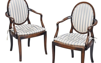 Pair of Regency Style Walnut Armchairs