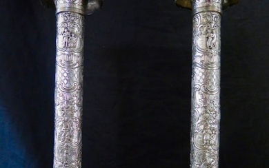 Pair of Silver-plate Candlesticks with Continental Design