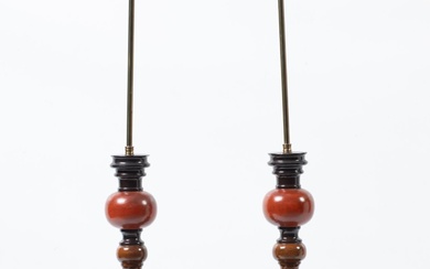 Pair of turned table lamps, 20th century