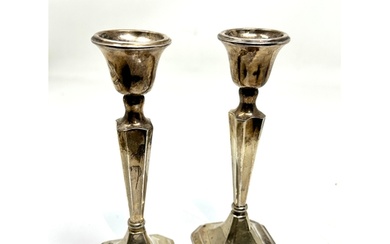 Pair silver candlesticks birmingham silver hallmarks 1938 me...