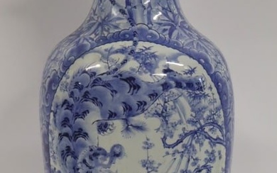 Palace Size Japanese Blue and White Floor Vase.