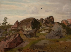 Peter Karl Vilhelm KYHN Copenhague, 1819 - Frederiksberg, 1903 Rochers dans la région de Rössjölm en Suède