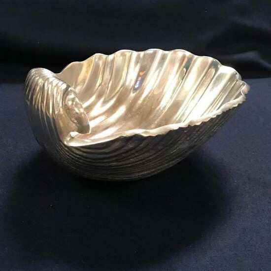 Pewter Clam Scallop Shell Serving Bowl Dish