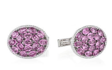 Pink Sapphire and Diamond Cufflinks