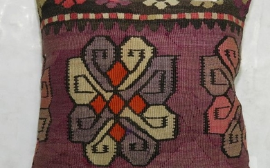 Purple Turkish Kilim Rug Pillow