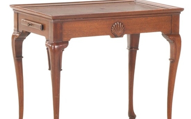 Queen Anne Style Walnut Tea Table with Side Draw Leaves, Late 20th Century