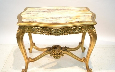 RETICULATED GILTWOOD & MARBLE TABLE
