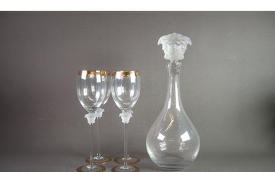 ROSENTHAL FOR VERSACE, CLEAR AND FROSTED GLASS DECANTER AND ...