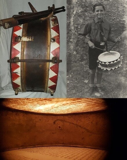 Rare HJ/DJ Drum Made with Torah Scroll - Holocaust