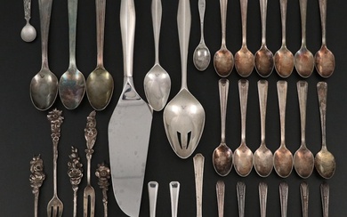 Reed & Barton "Diamond" Sterling Serving Utensils with Silver Plate Serveware