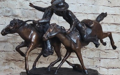 Remington Inspired 'Wounded Bunkie' Bronze Sculpture - 14" x 22"