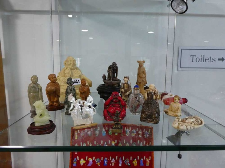 Resin Buddha, soapstone, wooden and other resin oriental figures and...